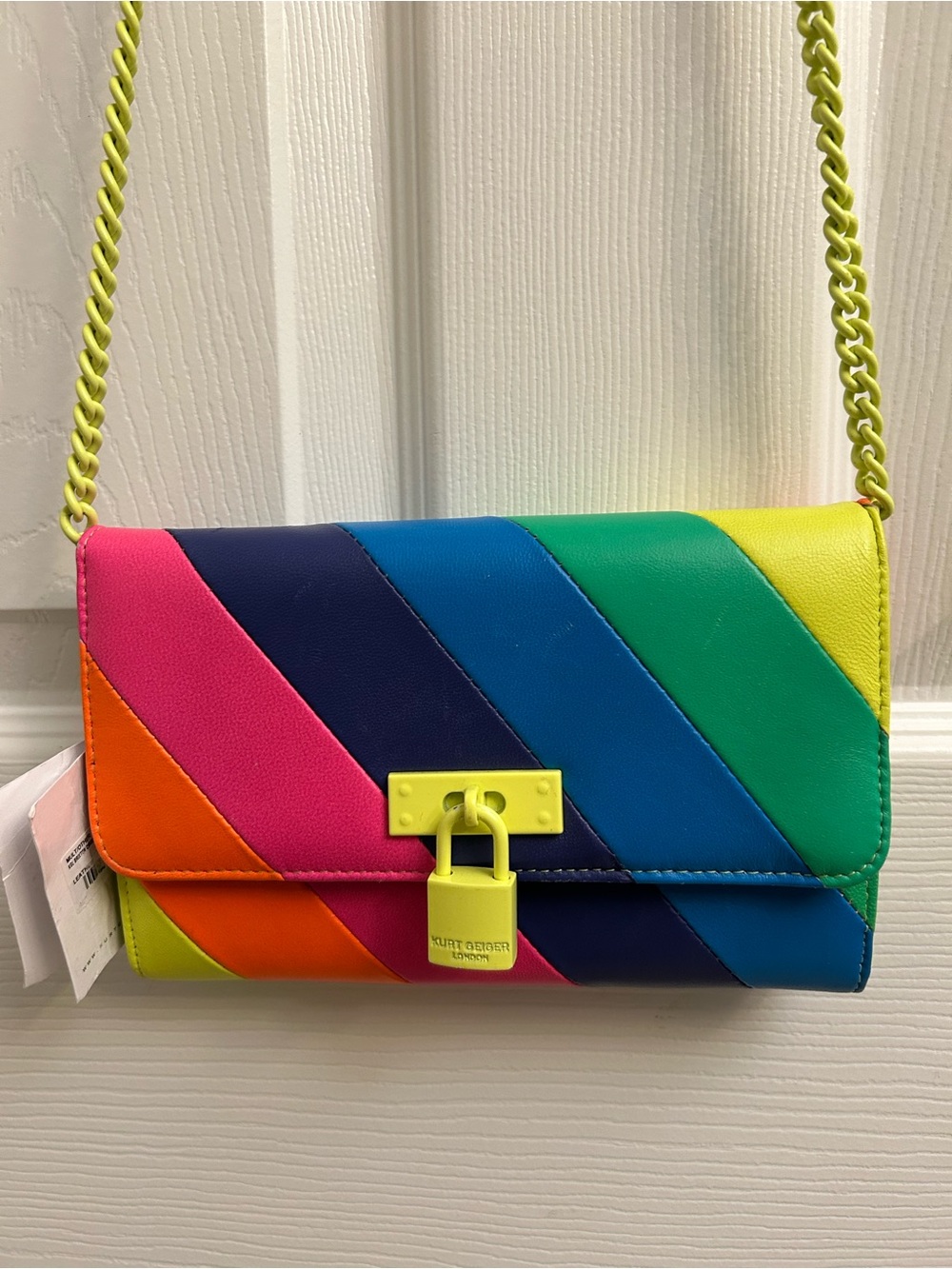 Kurt Geiger Neon Rainbow Diagonal Stripe Crossbody Bag - Multicolor